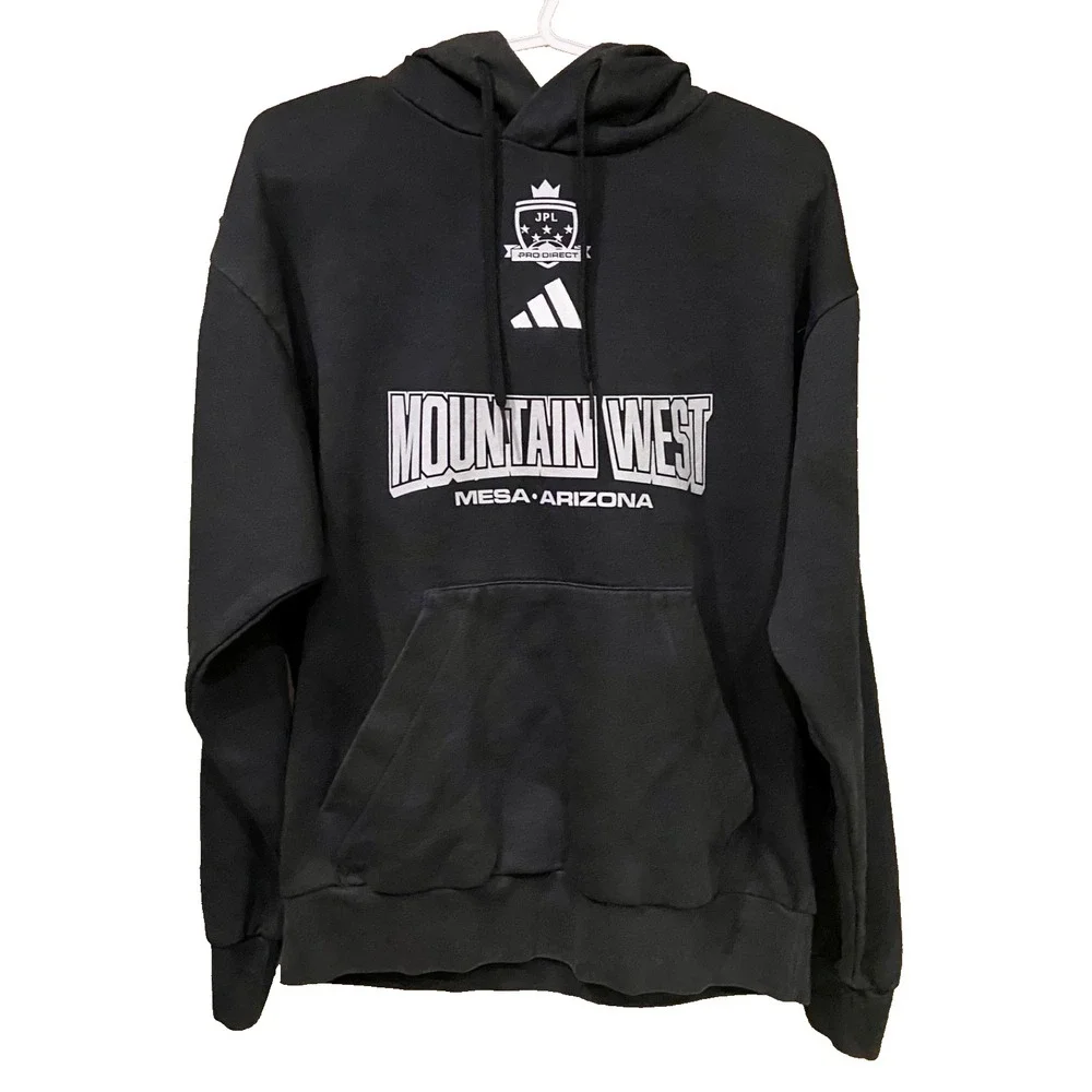 Adidas Mountain West Hoodie Medium Black Hooded Graphic Official Event Merch EUC